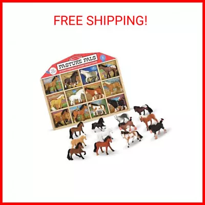 Melissa & Doug Pasture Pals - 12 Collectible Horses With Wooden Barn-Shaped Crat • $26.46