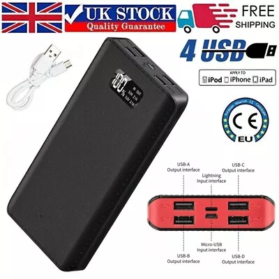 9000000mAh Power Bank 4 USB Backup Pack Battery Charger For Mobile Phone UK • £16.59