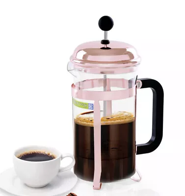 Glass Cafetiere Coffee Maker Chrome Finish Plunger French Press Carafe 600ML • £11.19