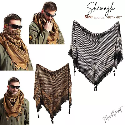 Shemagh Head Scarf Arab Keffiyeh Desert Mens Women Checkered Neck Wrap Shawl • £7.95