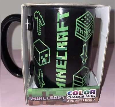 ZAK! MINECRAFT Color Change Coffee Mug 15 Ounces Black/Green BRAND NEW With BOX • $24.99