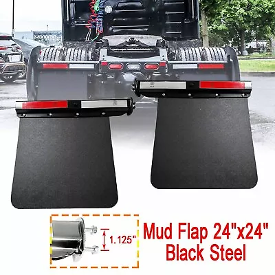 New 1.125  Straight Spring Loaded 24 X24  Mud Flap Hanger Bracket Set W/Mudflap • $138.21