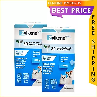 Zylkene Plus Calming Nutritional Supplement Dogs Cats Under 10 Kg 60 Capsules • $105.94