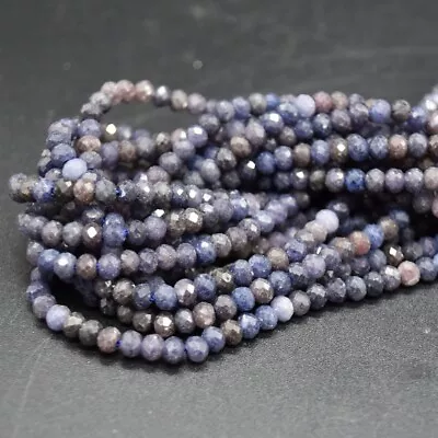 Natural Sapphire Gemstone FACETED Rondelle Spacer Beads - 4mm X 3mm  • £20.99