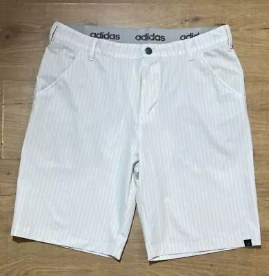 Adidas 10  Golf Shorts Mens 34 White Gray Chevron Print Stretch • $19.80