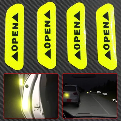 4x Fluorescent Green Car Door Open Sticker Reflective Tape Safety Warning Decal • $7.70