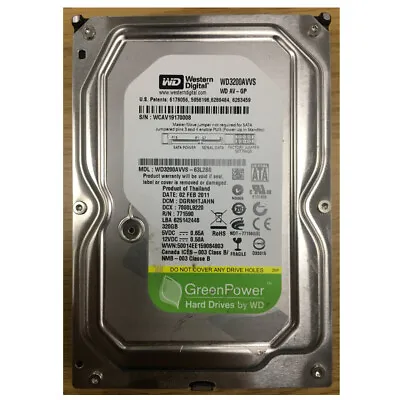 Western Digital AV-GP WD3200AVVS 320GB 8MB Cache SATA 3.0Gb/s 3.5  AV Hard Drive • £20.99