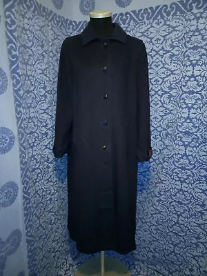 £10 • Buy Vintage Ladies Navy Wool Overcoat Maxi Coat Medium / Large