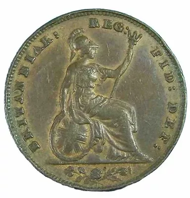 1853 GREAT BRITAIN 🇬🇧 Farthing Coin Queen Victoria ~ Incuse WW~ AU Details • $50