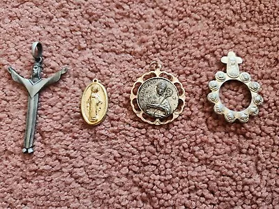 Sterling Silver Catholic Vintage Pendants Charms Italy 4 Lot • $21.37