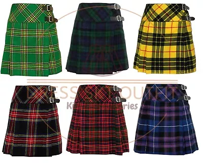 Highland Ladies Women's Tartan Pleated Billie Kilt Skirt Leather Buckled Straps • $34.50