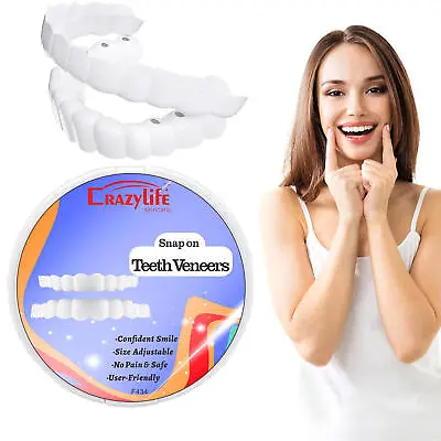 Smile Snap On Upper＆Bottom Set False Teeth Denture Veneers Dental Tooth Cover • $6.85