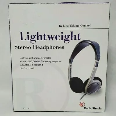 $44.99 • Buy New Radio Shack Lightweight Stereo Headphones 6.5' Cord In Line Volume Control 