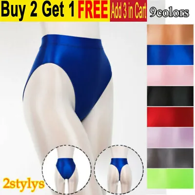 £6.29 • Buy Women Men Silky Shiny Satin Panties Ladies Wet Look Knickers Briefs Underwear UK