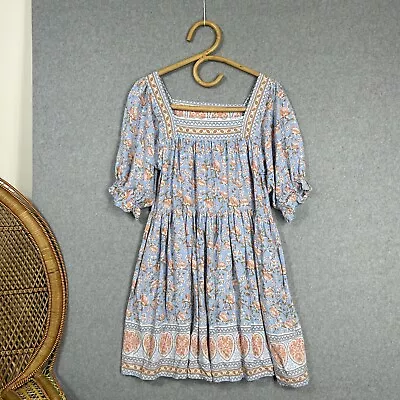 Iris Maxi Dress Size 10 S Blue Peach Boho Print Floral Flower  • $39.95