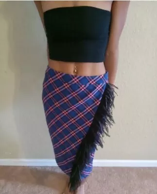 Moschino Skirt  Blue Black Pink Fringe Size 40  • $25