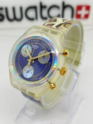 VINTAGE Swatch Chrono 1994 SCZ102  London 1948 Olympics  37mm Swiss Watch NOS • $79.99