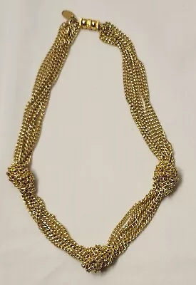 Vintage Les Bernard Gold Tone Necklace 15  6 Chain Knotted Signed • $13.95