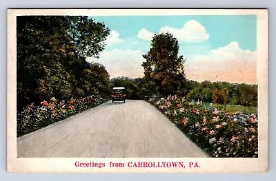 Vintage Greetings From Carrolltown Pa Street View Cars Postcard Fk • $7.99