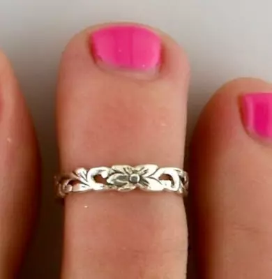 Solid Metal 925 Sterling Silver Adjustable Toe Ring White Gold Plated • $9.99