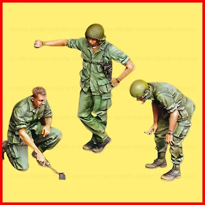 1:35 Resin Figures Model Kit Vietnam War US Soldiers 3 Man Unassembled Unpainted • £16.76