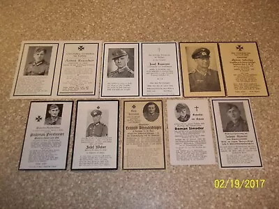 Lot Of 8 WWII  Original  Funeral Remembrance Cards German Soldiers 1942-45 • $29.99