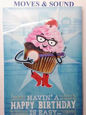 FRIEND MUSIC Birthday Card  HOE DOWN BANGO MUSIC  CUPCAKE  MOVES HALLMARK • $4.99