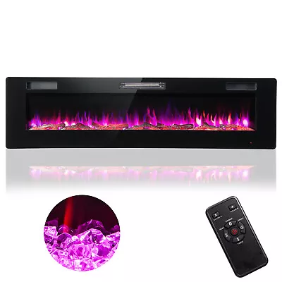 68  Ultra-Thin Electric Fireplace Recessed Wall Mounted W/Crystal Log Decoration • $379.98