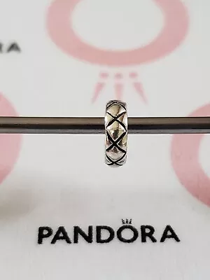 Genuine Pandora Silver Criss Cross Spacer Charm 925 ALE • £8