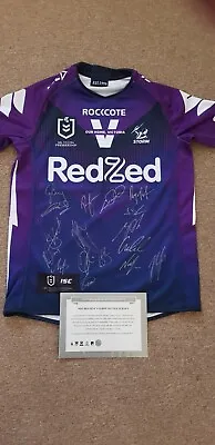 $850 • Buy 2020 Melbourne Storm Premiership Team Signed Jersey With COA