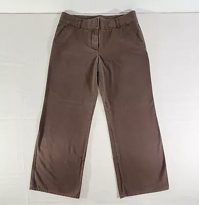 J CREW Women's 12 (Actual 35  X 31 ) Mid-Rise Wide-Leg Twill Chino Pants Brown • $19.99