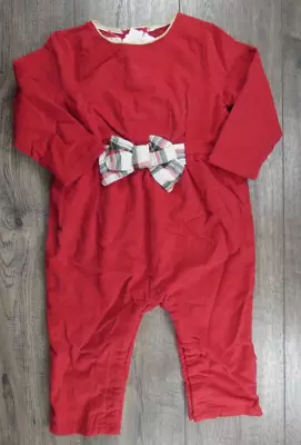 Baby Girl Clothes New Mud Pie 9-12 Month Light Weight Corduroy Plaid Bow Outfit • $19.99