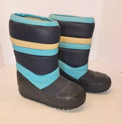 Vintage 1980s Moon Boots Korea Blue & White Cosmic Stripes  Men 6  Woman 8 • $70