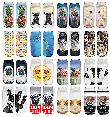 £3.99 • Buy Girls Boys Low Ankle Athletic Funny Socks Emoji Novelty Happy Socks Kids 3-7
