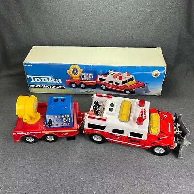 Vintage Tonka Truck Mighty Motorized Hummer And Trailer Fire Rescue Searchlight • $253.01