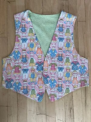 Handmade Women’s 100% Cotton Reversible Spring Easter Bunny Rabbit Vest ~Sz. XL • $9.99