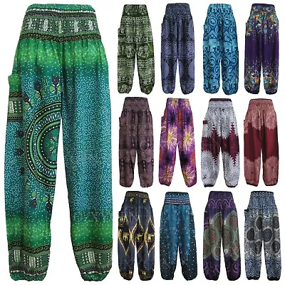 New Ladies Harem Pants Baggy Bohemian Boho Hippie Aladdin Yoga Genie Trousers HP • $12.84