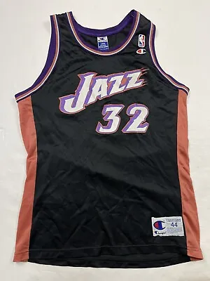 Vintage Utah Jazz Karl Malone Champion Jersey 44 Black Large • $49.95