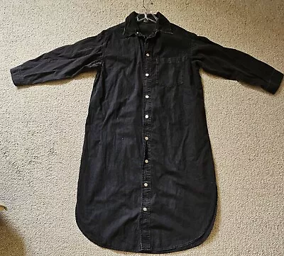 H&M &denim. Oversize  Shirt Dress Black Denim. Button Fastening. Size S • £8.99