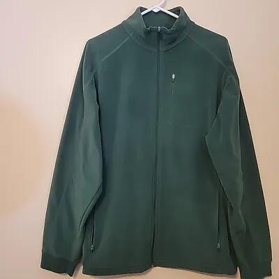 L.L. Bean Jacket Adult Large Green Fleece Full Zip Mock Neck Long Sleeve Mens • $24.15