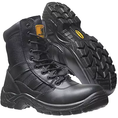 Mens Tactical Side Zip Army Patrol Combat Boots Security Police Leather Cadet Sz • £30.90