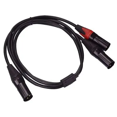 XLR Male Plug To 2 XLR Male Plug Splitter Cable Lead 1m • £4.99