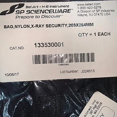 $19.95 • Buy NYLON BAG, X-RAY SECURITY, 203X254MM, By BEL-ART H-B /SP SCIENCEWARE 133530001