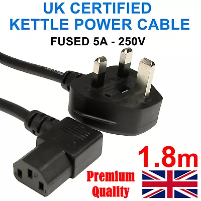 Right Angled Kettle Lead Cable Power UK Plug For Samsung LG Sony Panasonic TV • £7.49