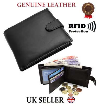 Designer Mens Leather Wallet RFID SAFE Contactless Card Blocking ID Protection • £5.89