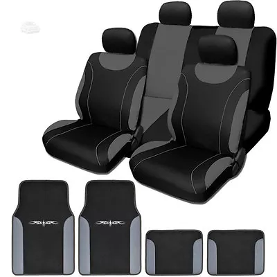 For VW New Black And Grey Flat Cloth Car Truck Seat Covers With Mats Full Set • $52.53