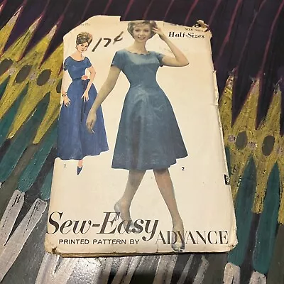 Vintage 1960s Advance 3078 MCM Dress In 2 Lengths Sewing Pattern 20.5 XL UNCUT • $18