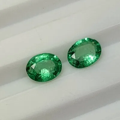 0.57 CT - Natural Emerald Oval Pair Fine Luster Green Gem Zambian - 4149 • $9.99