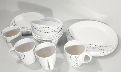 £19.99 • Buy 16pc Melamine Dining Set Camping BBQ Home Dinner Party Picnic Tableware HEKERS 