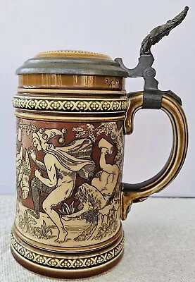 Antique Mettlach Beer Stein Etched #2035 Bacchus Procession Bacchanalia (b1) • $149